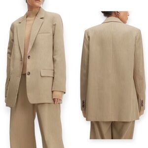 NWOT Everlane Oversized Striped Blazer Cornstalk & Black Tan Business Women’s 12